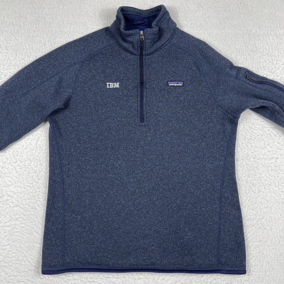Patagonia Better Sweater Womens XL Blue Ladies 1/4 Zip‎ Fleece Pullover IBM Logo - Picture 7 of 16